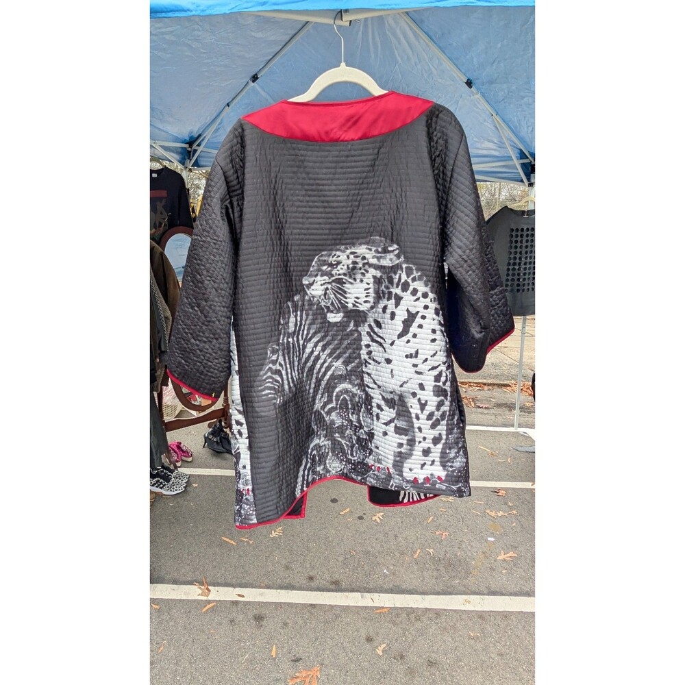 VTG* Very Vollbracht Reversible Animal Print Kimono Jacket-Leopard/ Zebra- OS